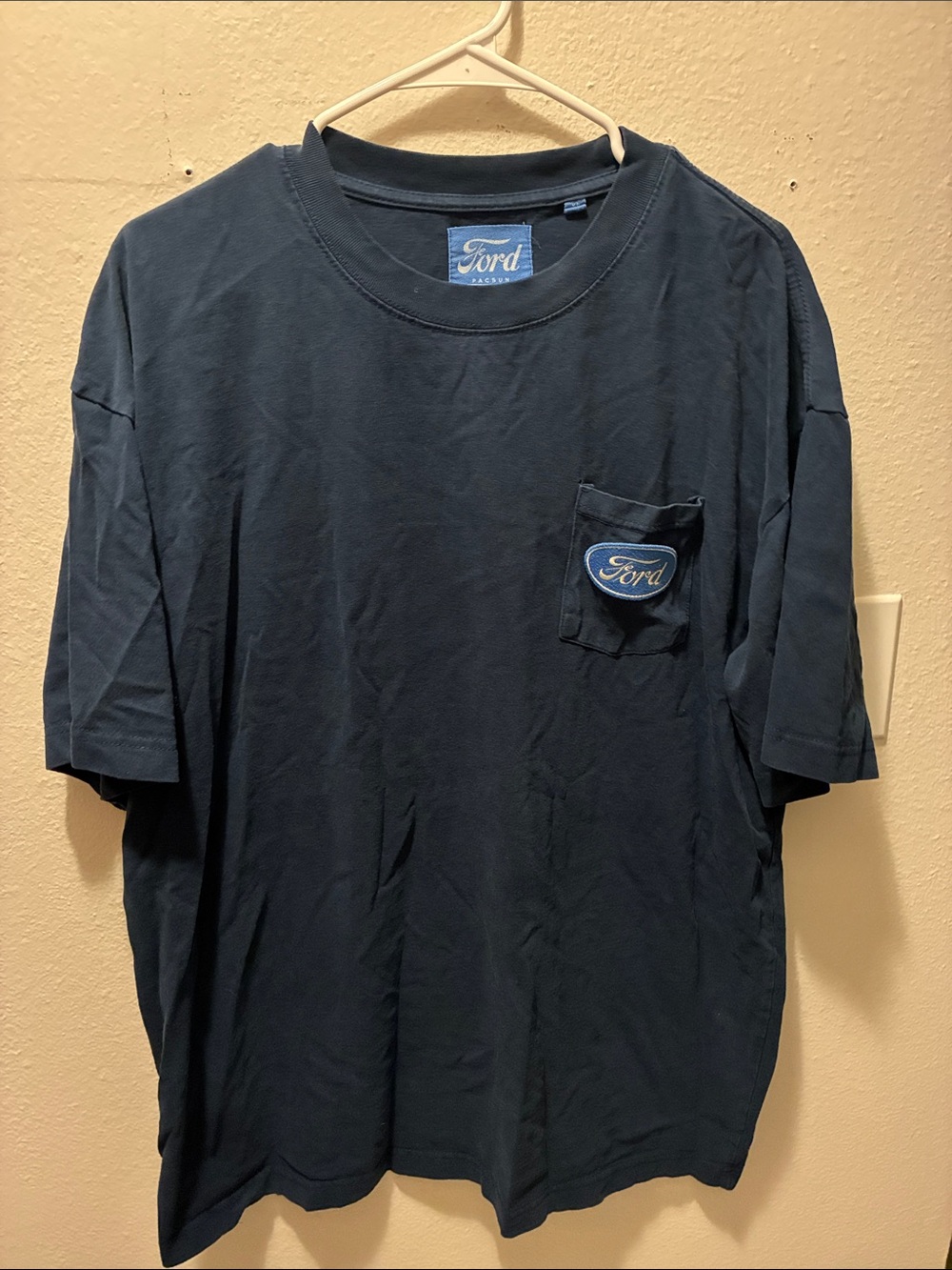 PacSun Navy Short-Sleeve Pocket Tee with Logo Patch